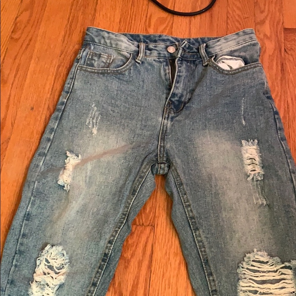 Blue ripped jeans